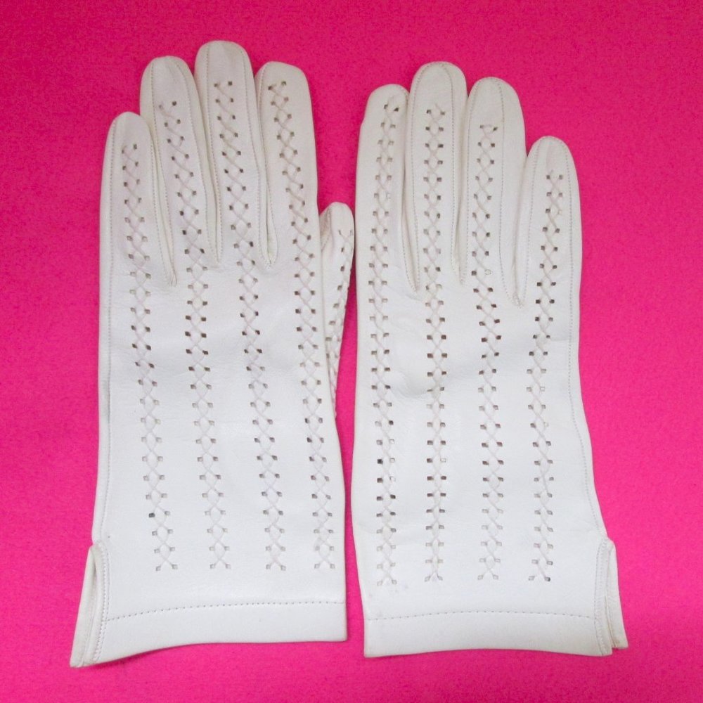 1950s vintage white leather corset gloves size 7.5